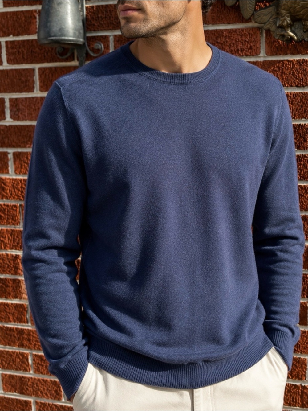 Cashmere Blend Tommy Bahama Navy Ribbed Shoulders/Sides Pullover Sweater Mens L